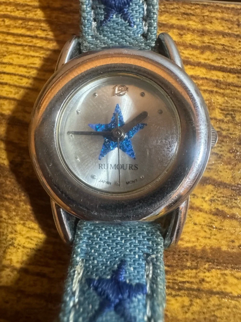 Rumours Denim Star Watch Blue Dial Japan Movt Quartz Y2K Embroidered Strap‎